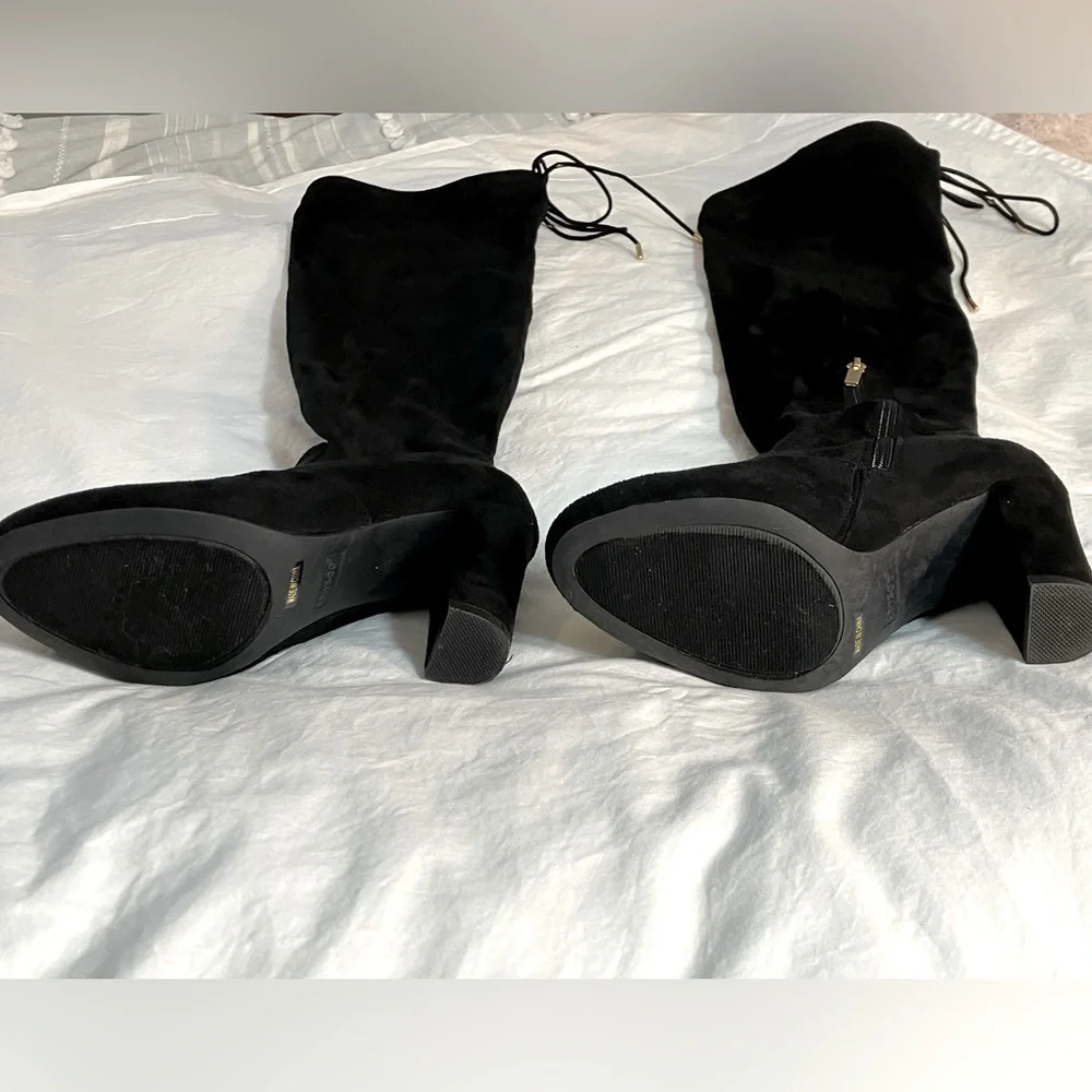 Black suede over the knee boots, Bamboo size 6.5